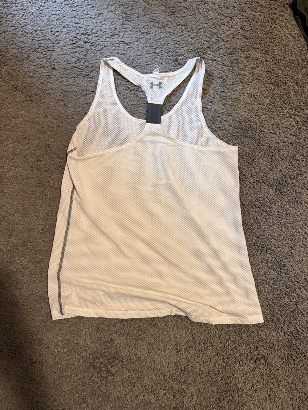 Under Armour White Mesh Racerback Tank with Gray Trim